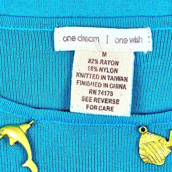 Nautical Boat-Neck 3/4 Sleeve Top Women's M #1220 - Picture 4 of 5